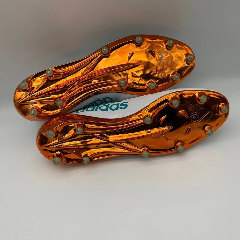 Adidas Adizero Football Cleats Mens White Teal Orange Metallic Chrome Low Top 14